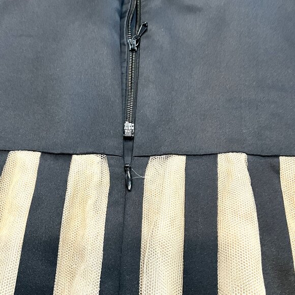 Akris 100% Silk Dress with Sheer Mesh Skirt & Vertical Stripe Detail ,US 8 - Picture 7 of 11